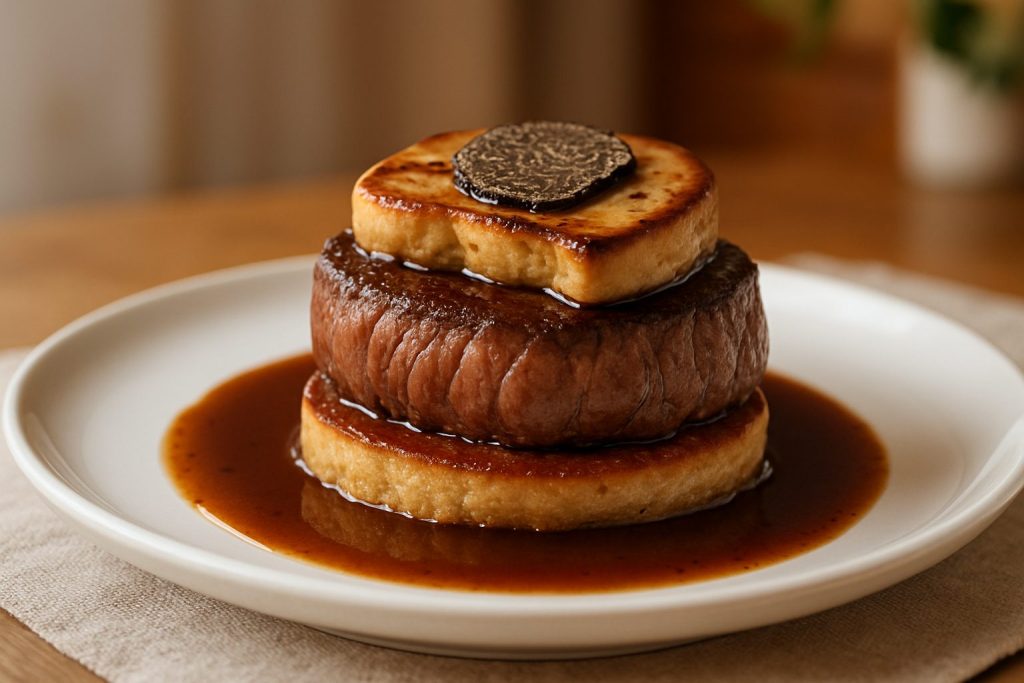 découvrez le tournedos rossini, un plat d'exception alliant finesse et saveurs raffinées, parfait pour les amateurs de gastronomie française.