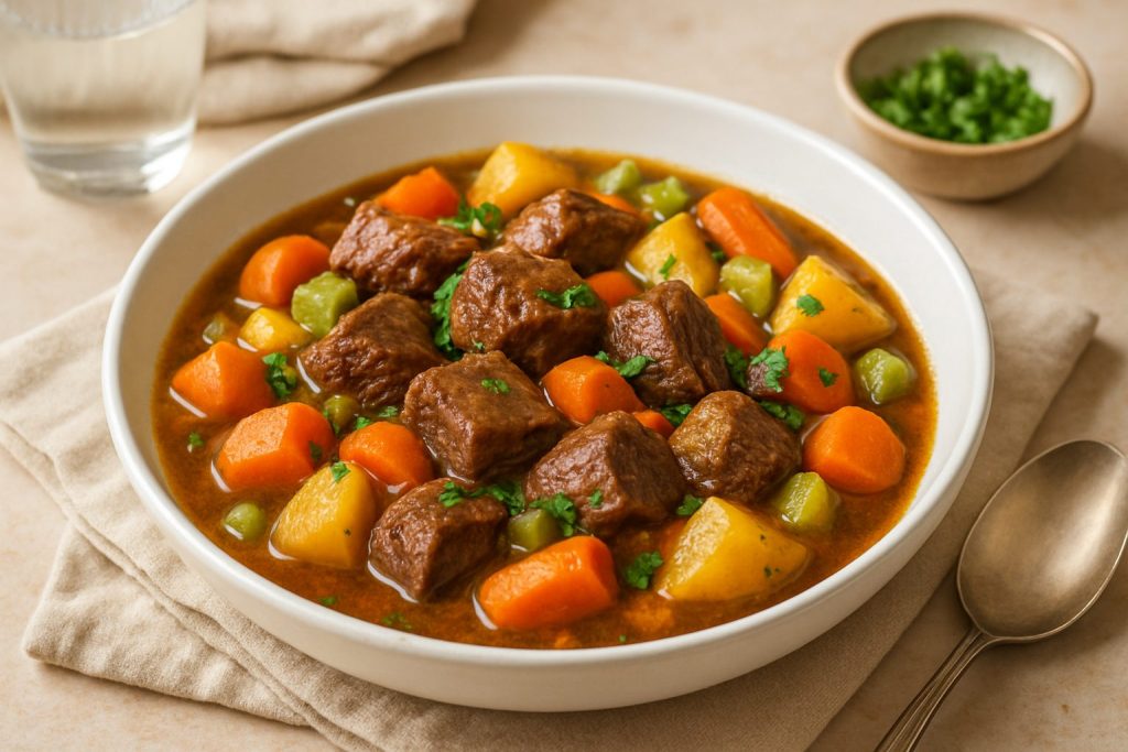 découvrez notre recette savoureuse de mijoté de bœuf aux légumes, un plat réconfortant idéal pour partager un moment chaleureux en famille.