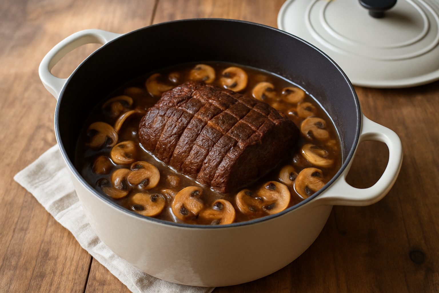 découvrez notre recette savoureuse et réconfortante de rôti de bœuf aux champignons, parfaite pour un repas chaleureux en famille.