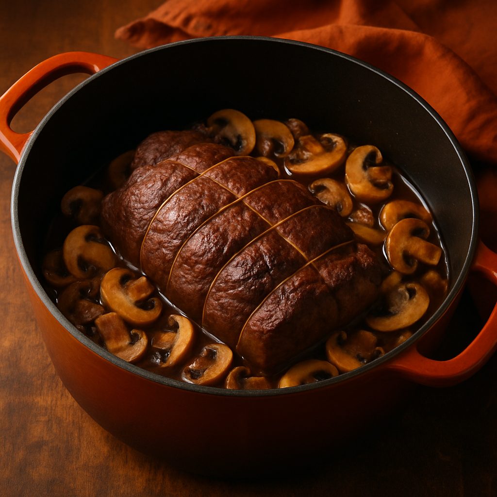 découvrez notre recette savoureuse et réconfortante de rôti de bœuf aux champignons, un plat parfait pour un repas chaleureux en famille ou entre amis.